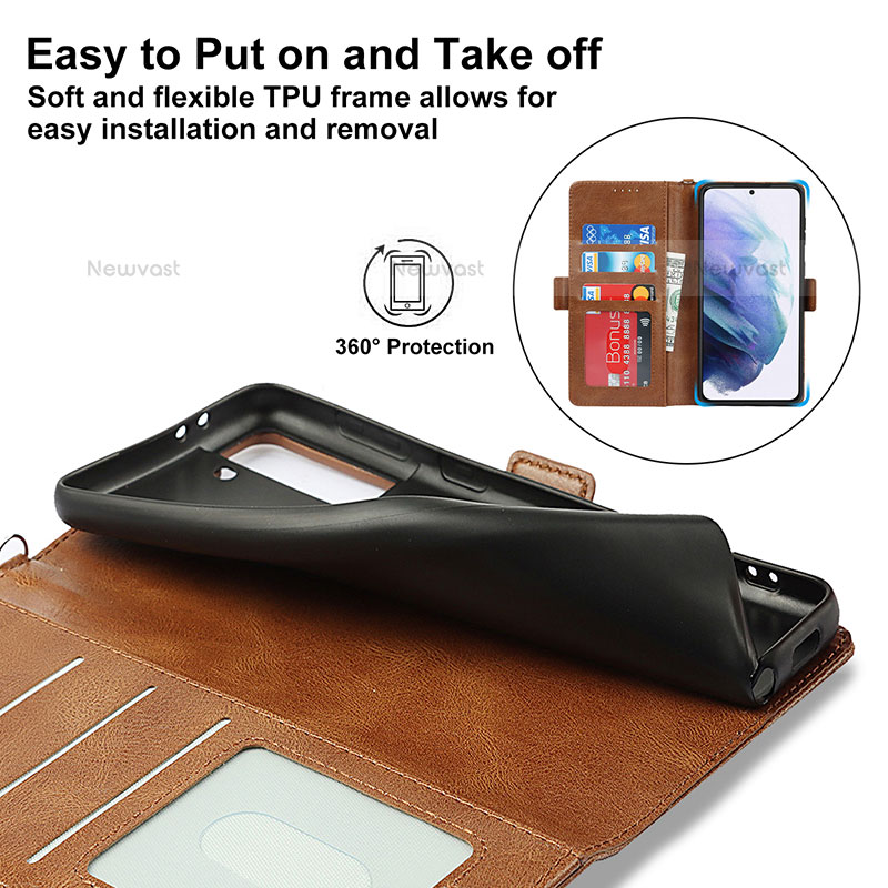 Leather Case Stands Flip Cover Holder T04D for Samsung Galaxy S21 5G