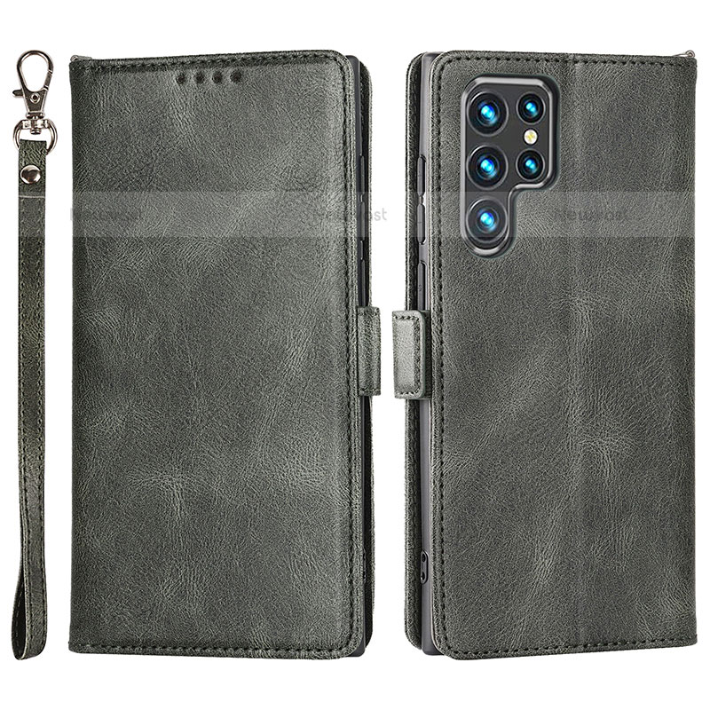 Leather Case Stands Flip Cover Holder T05D for Samsung Galaxy S21 Ultra 5G