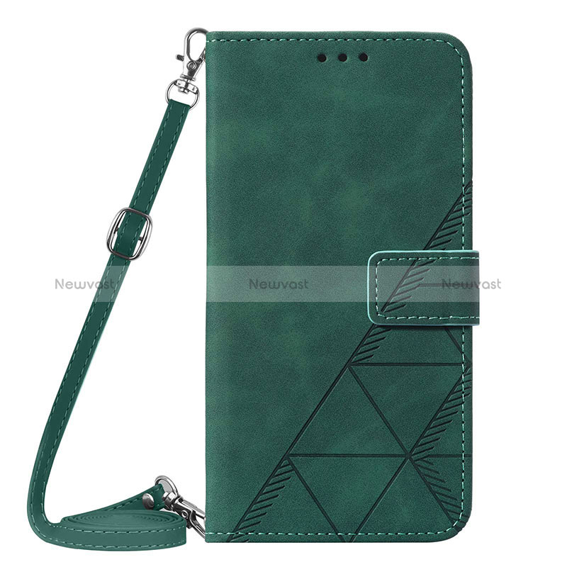 Leather Case Stands Flip Cover Holder Y01B for Apple iPhone 13 Green