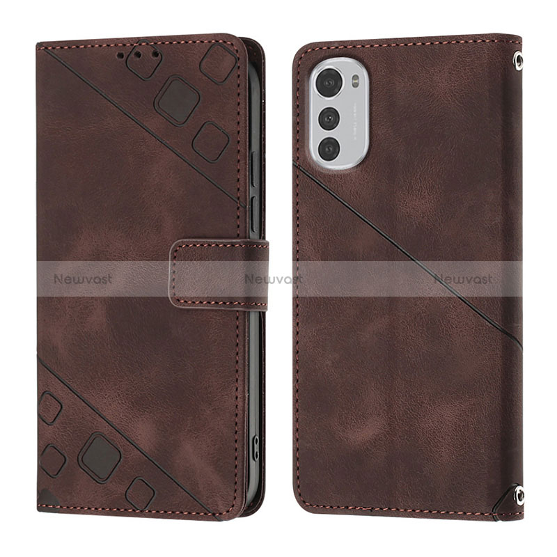 Leather Case Stands Flip Cover Holder Y01B for Motorola Moto E32