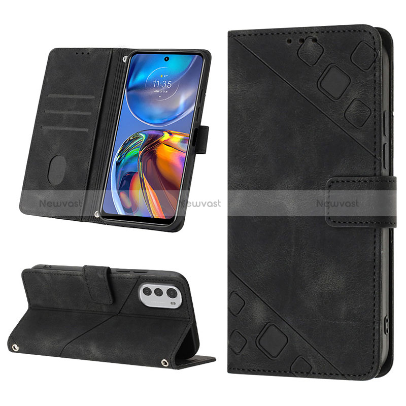 Leather Case Stands Flip Cover Holder Y01B for Motorola Moto E32