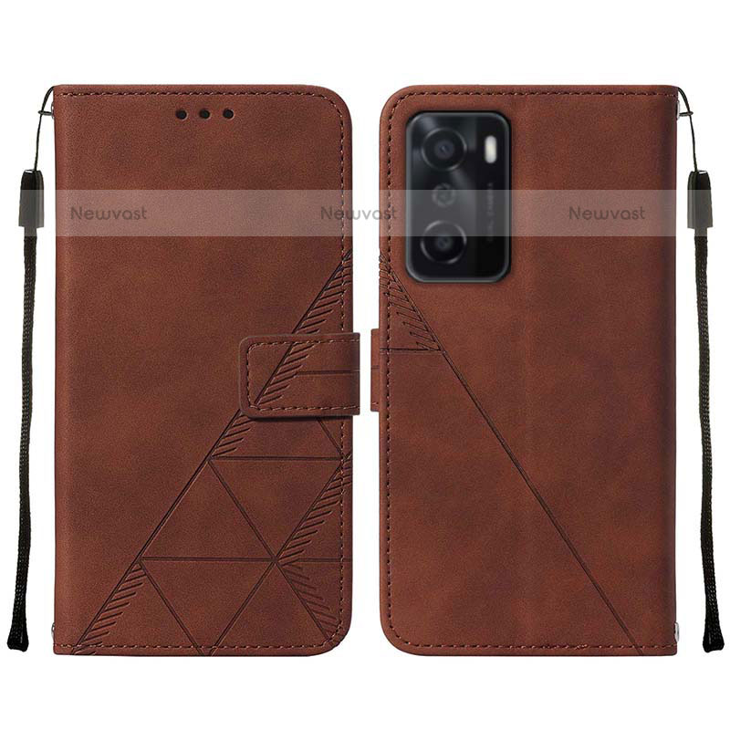 Leather Case Stands Flip Cover Holder Y01B for Oppo A55S 5G