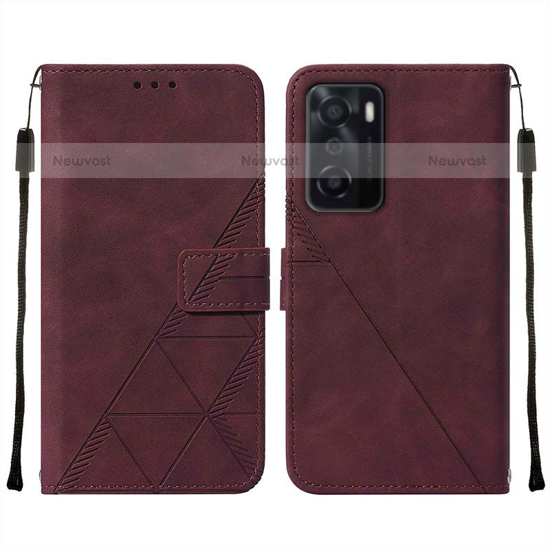 Leather Case Stands Flip Cover Holder Y01B for Oppo A55S 5G