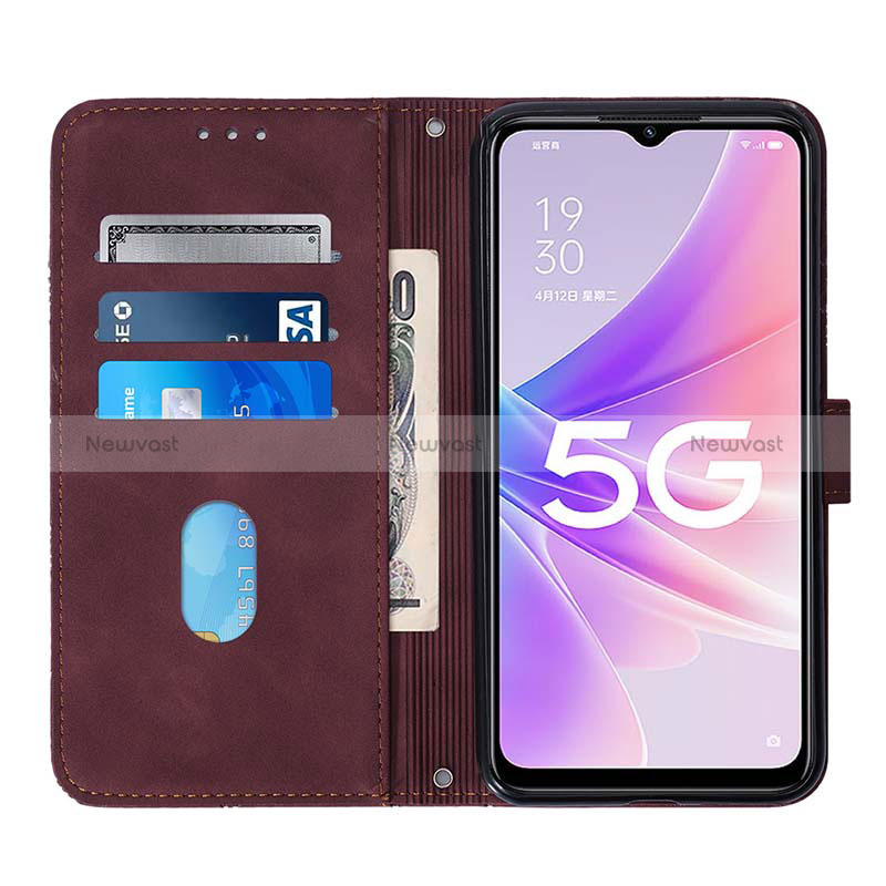 Leather Case Stands Flip Cover Holder Y01B for Oppo A56S 5G