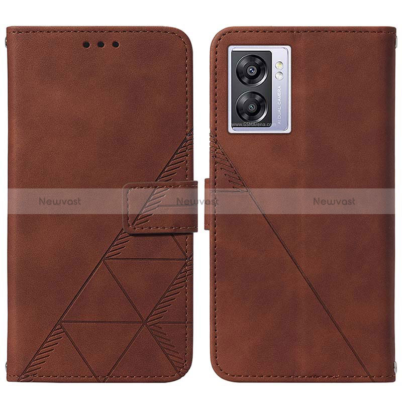 Leather Case Stands Flip Cover Holder Y01B for Oppo A57 5G