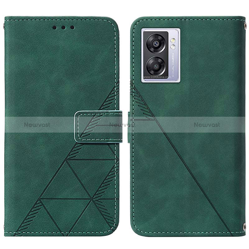 Leather Case Stands Flip Cover Holder Y01B for Oppo A57 5G