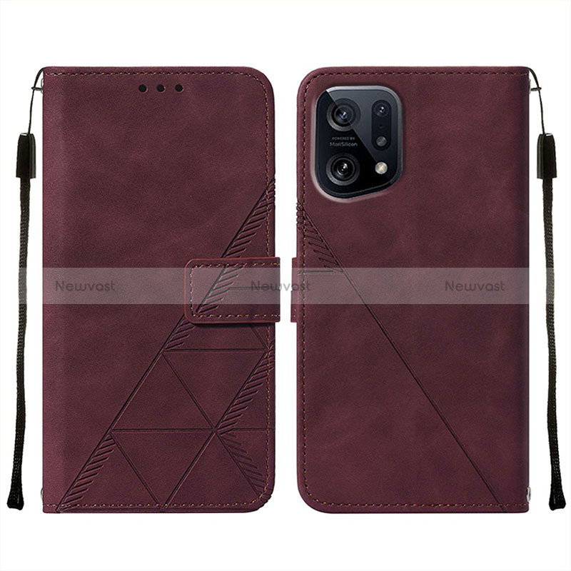 Leather Case Stands Flip Cover Holder Y01B for Oppo Find X5 5G