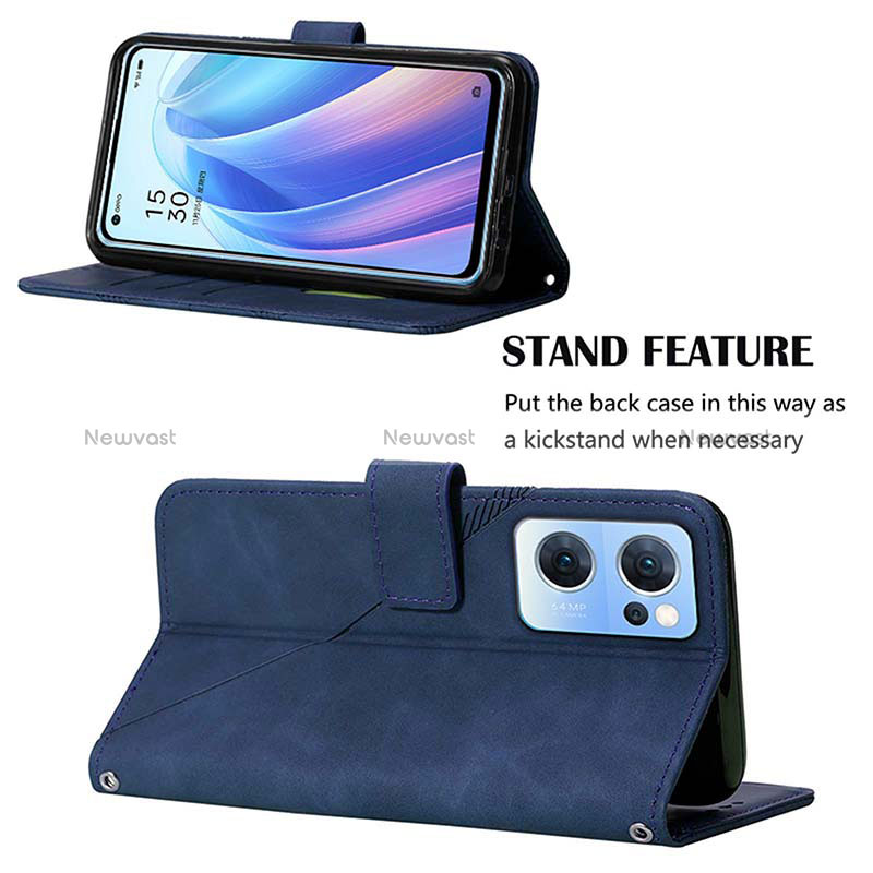 Leather Case Stands Flip Cover Holder Y01B for Oppo Reno7 5G