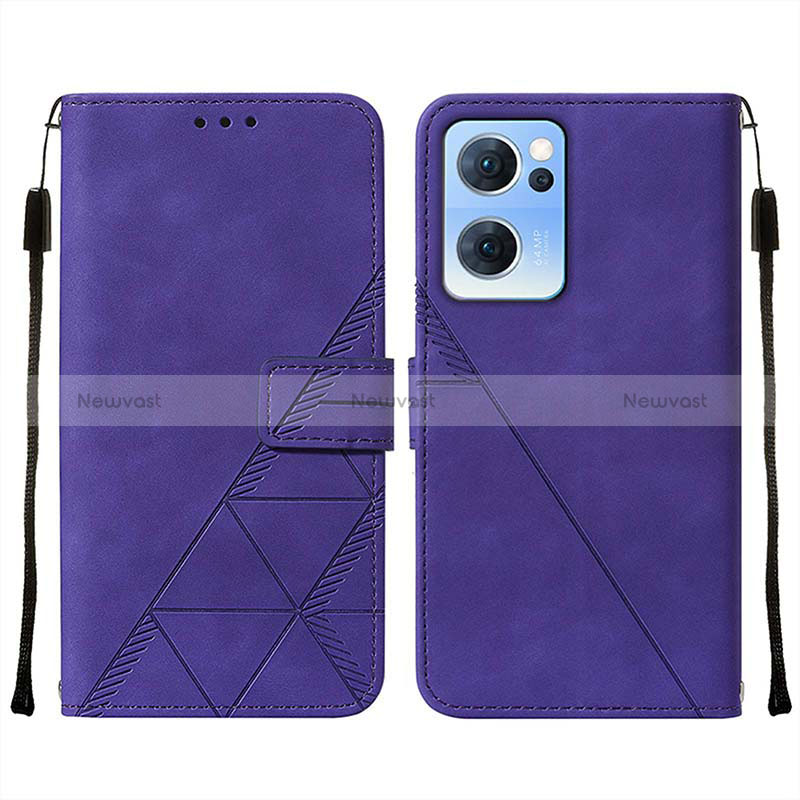 Leather Case Stands Flip Cover Holder Y01B for Oppo Reno7 5G