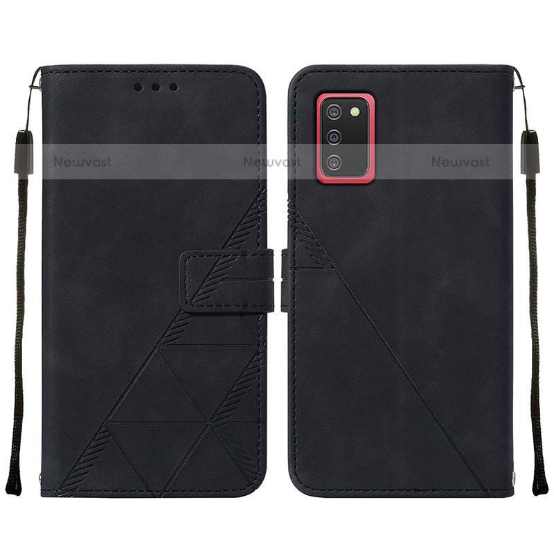 Leather Case Stands Flip Cover Holder Y01B for Samsung Galaxy A02s Black