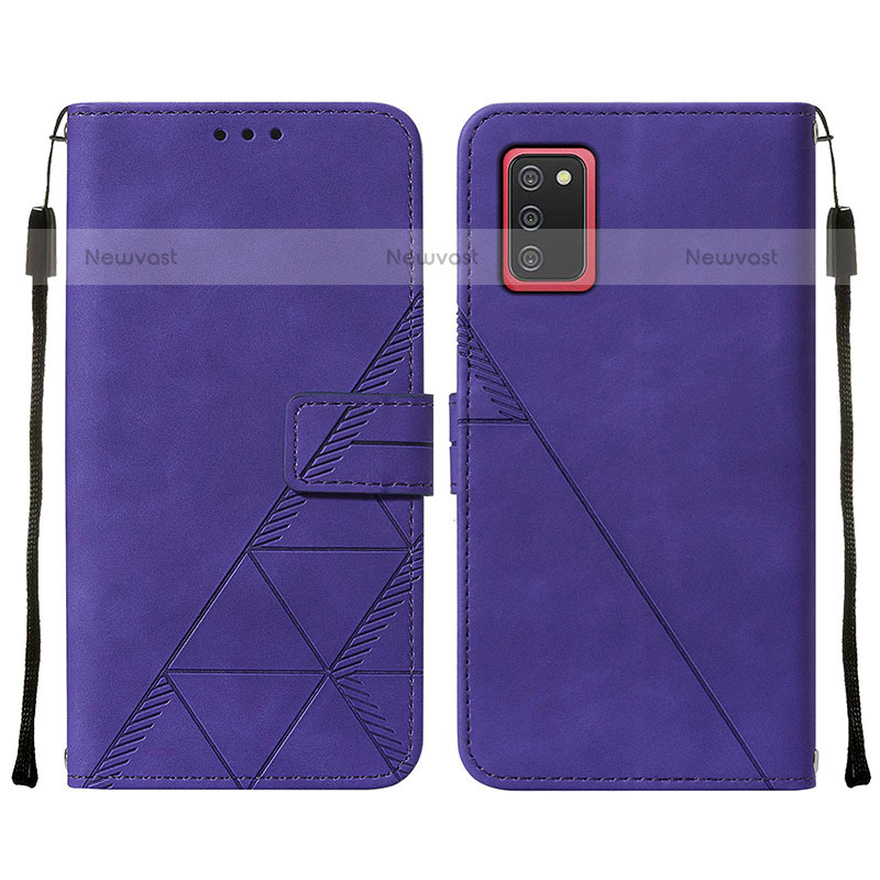 Leather Case Stands Flip Cover Holder Y01B for Samsung Galaxy A02s Purple