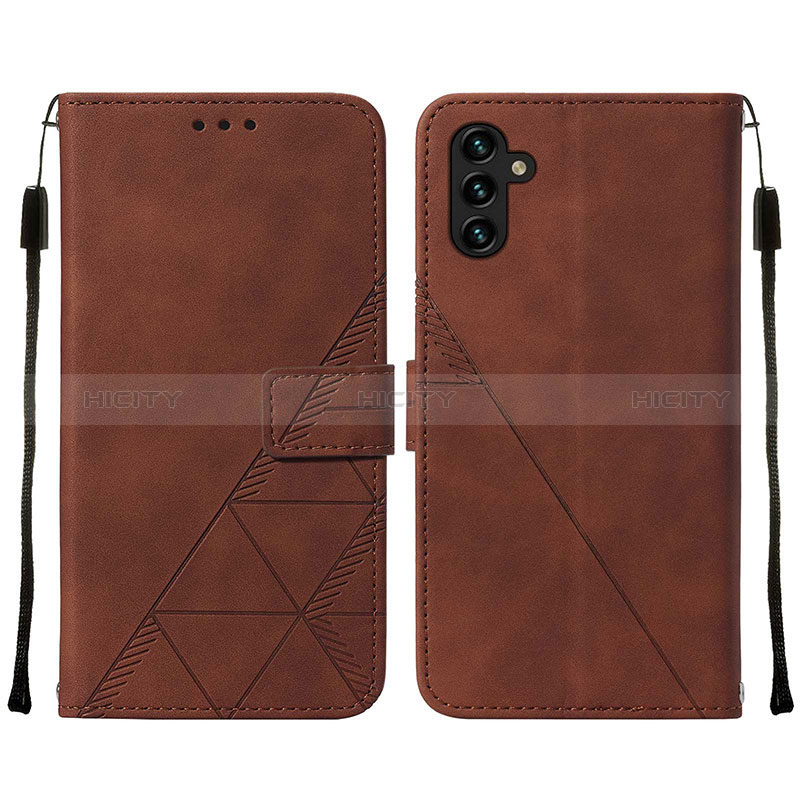 Leather Case Stands Flip Cover Holder Y01B for Samsung Galaxy A04s Brown