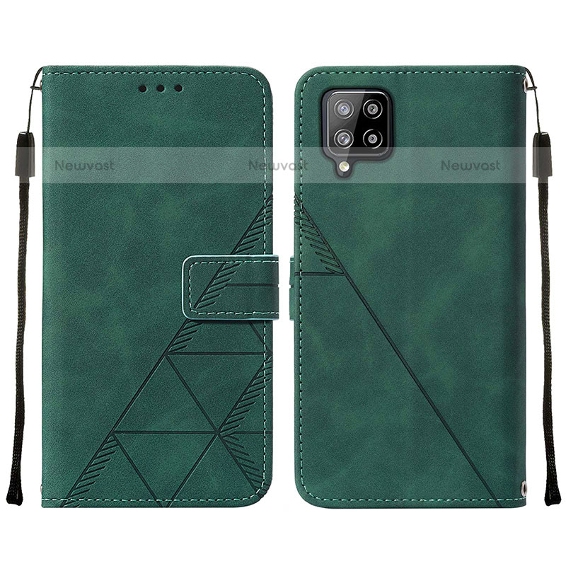 Leather Case Stands Flip Cover Holder Y01B for Samsung Galaxy A42 5G Green