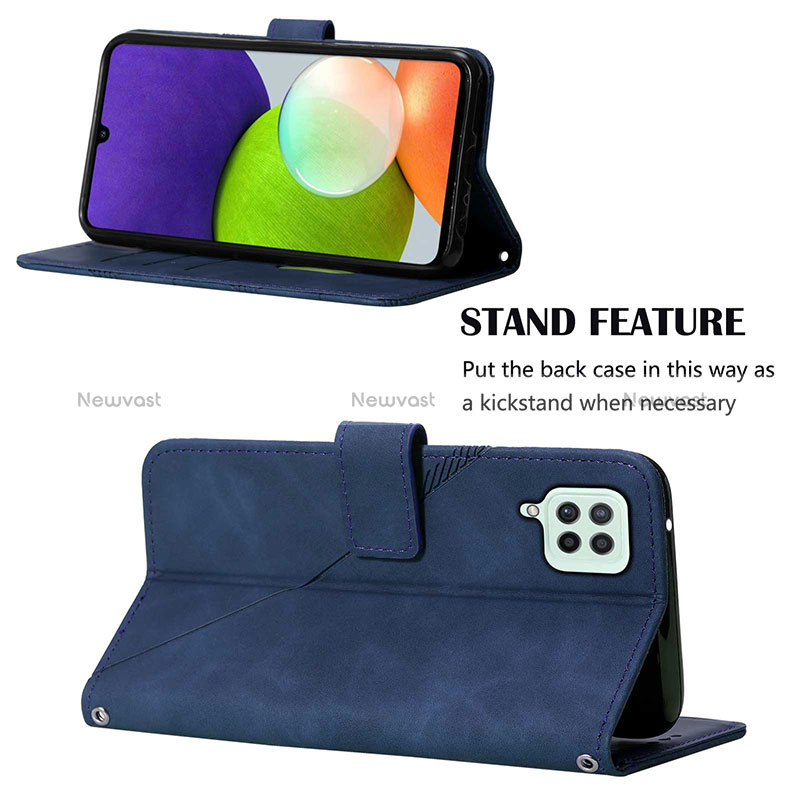 Leather Case Stands Flip Cover Holder Y01B for Samsung Galaxy M22 4G