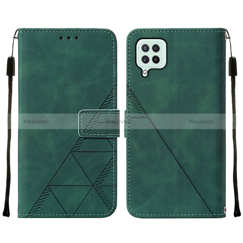Leather Case Stands Flip Cover Holder Y01B for Samsung Galaxy M22 4G Green