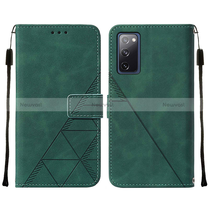 Leather Case Stands Flip Cover Holder Y01B for Samsung Galaxy S20 Lite 5G Green