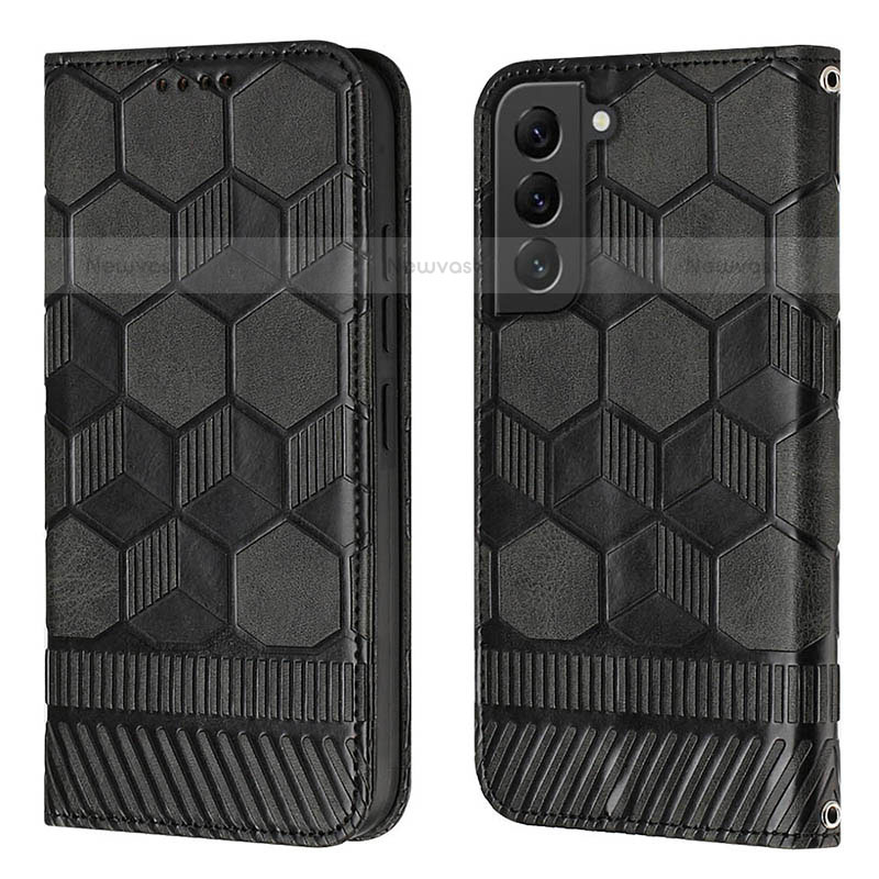 Leather Case Stands Flip Cover Holder Y01B for Samsung Galaxy S21 5G Black