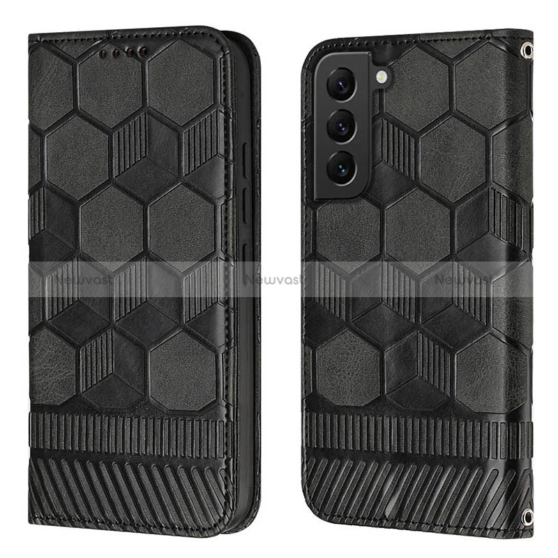 Leather Case Stands Flip Cover Holder Y01B for Samsung Galaxy S24 Plus 5G Black