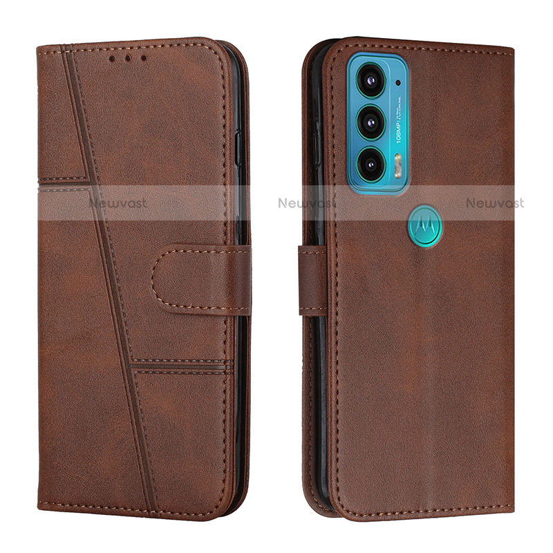 Leather Case Stands Flip Cover Holder Y01X for Motorola Moto Edge Lite 5G