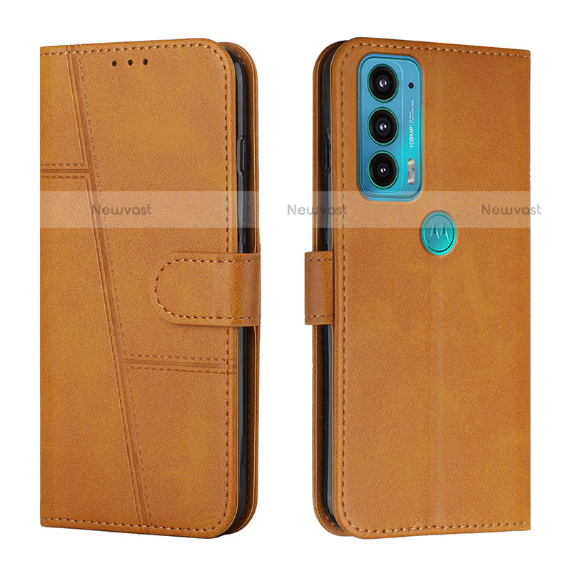 Leather Case Stands Flip Cover Holder Y01X for Motorola Moto Edge Lite 5G