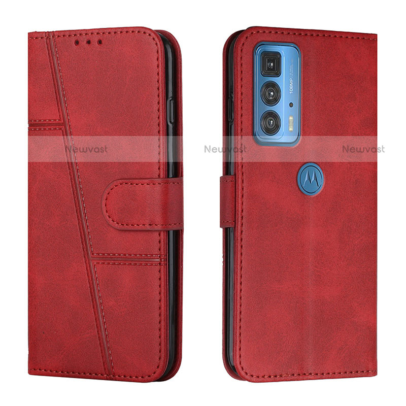 Leather Case Stands Flip Cover Holder Y01X for Motorola Moto Edge S Pro 5G Red