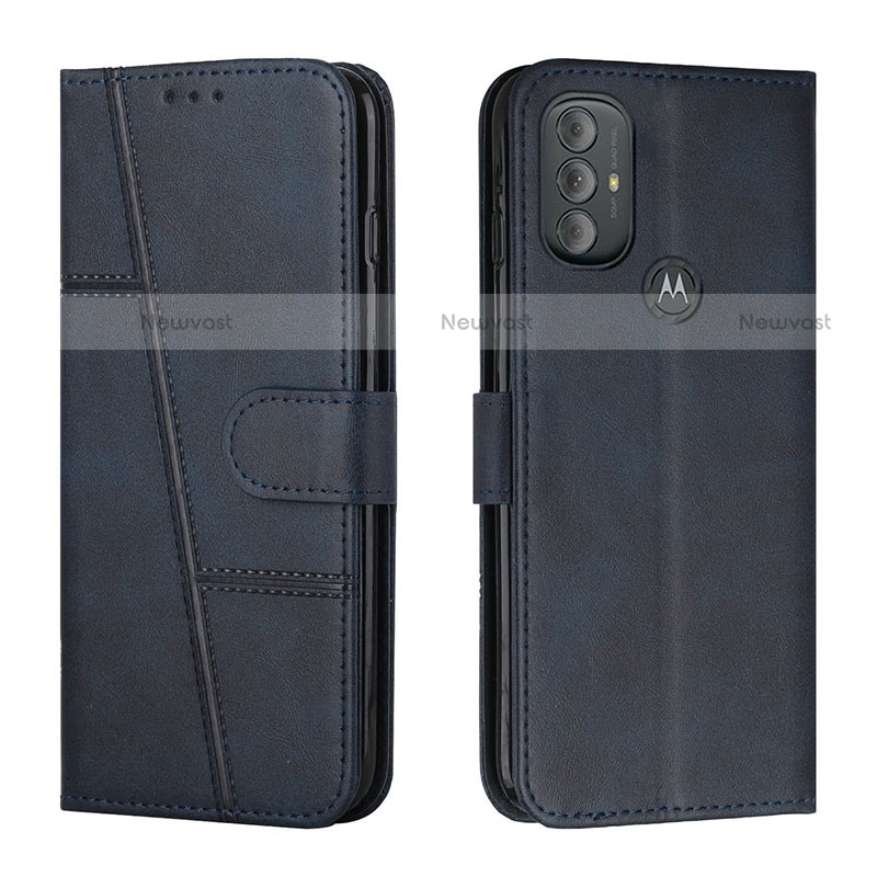 Leather Case Stands Flip Cover Holder Y01X for Motorola Moto G Power (2022) Blue