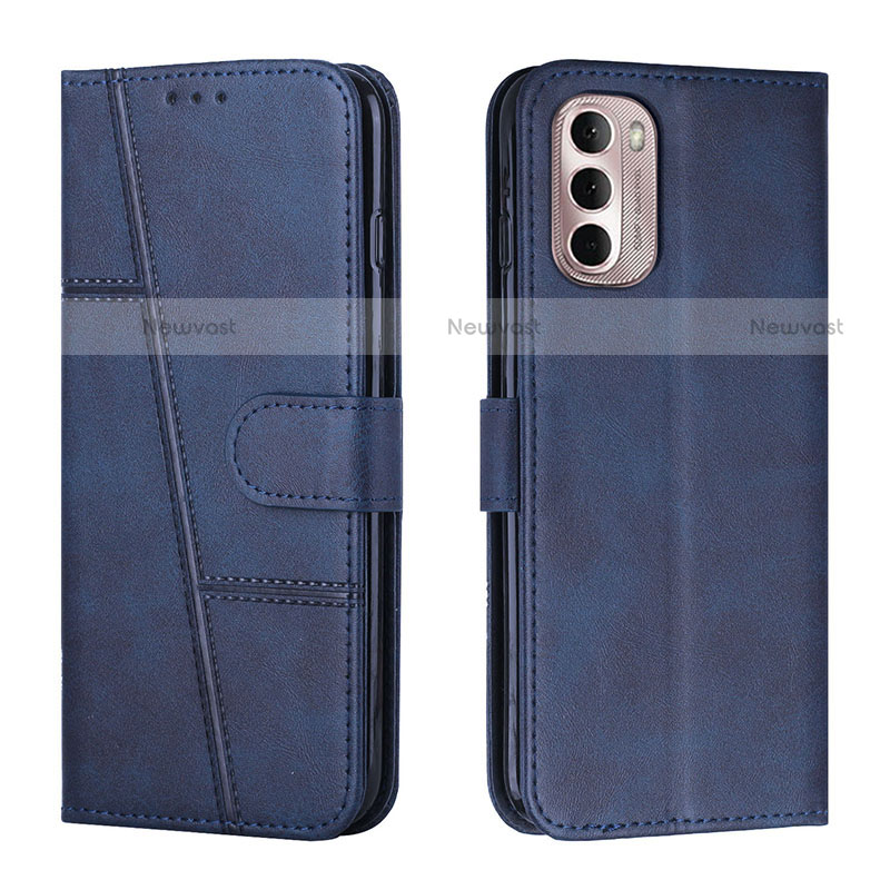 Leather Case Stands Flip Cover Holder Y01X for Motorola Moto G Stylus (2022) 4G Blue