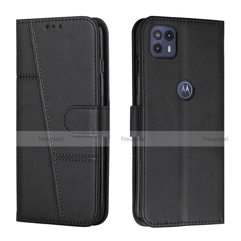 Leather Case Stands Flip Cover Holder Y01X for Motorola Moto G50 5G Black