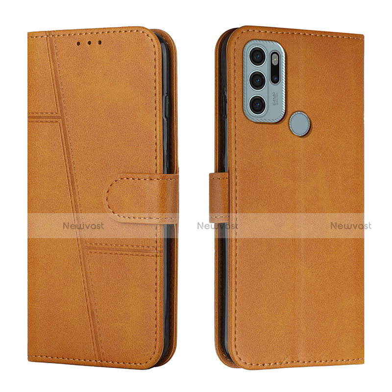 Leather Case Stands Flip Cover Holder Y01X for Motorola Moto G60s