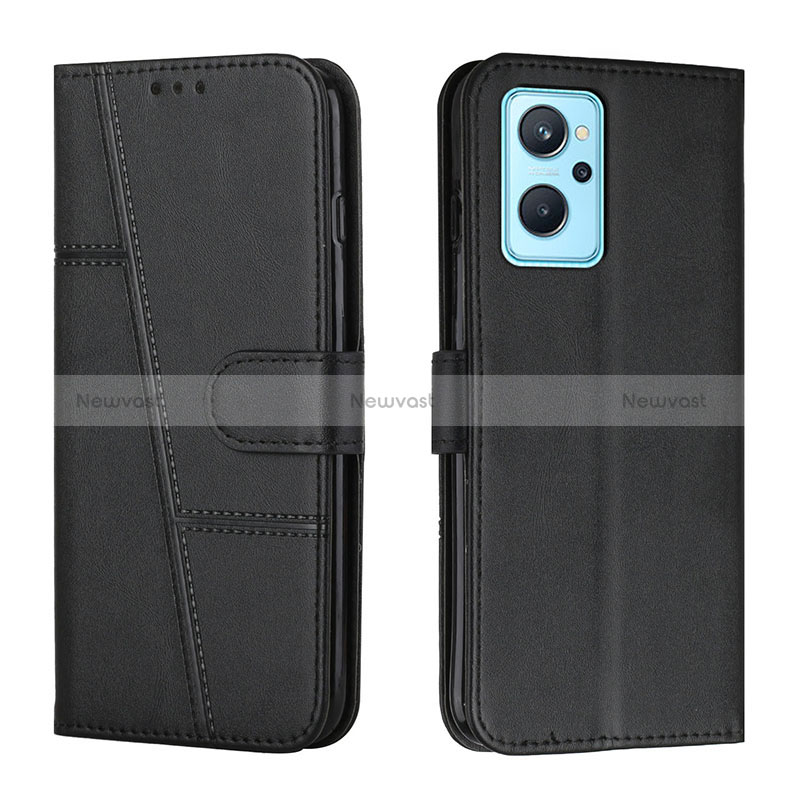 Leather Case Stands Flip Cover Holder Y01X for Realme 9i 4G Black
