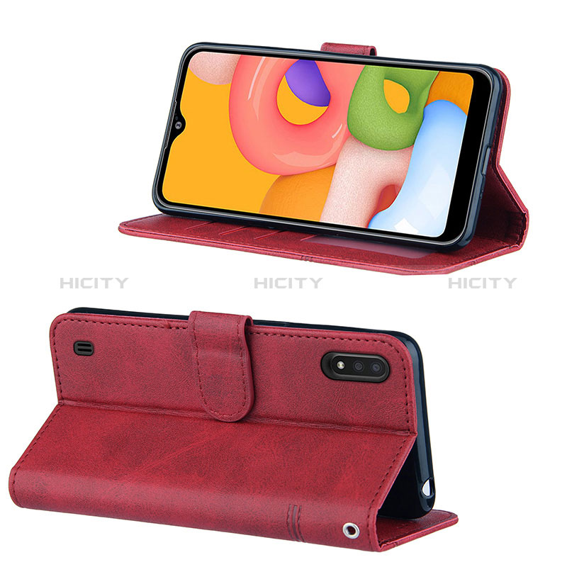 Leather Case Stands Flip Cover Holder Y01X for Samsung Galaxy A01 SM-A015