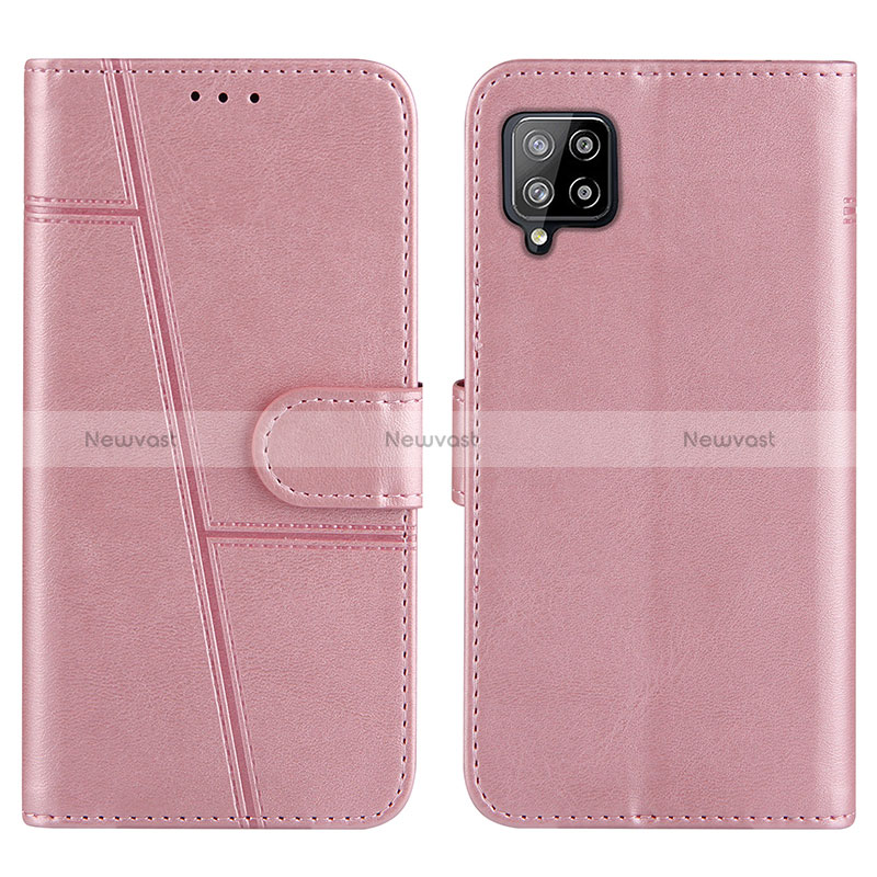 Leather Case Stands Flip Cover Holder Y01X for Samsung Galaxy A42 5G Rose Gold