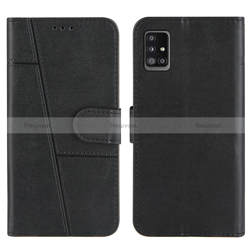 Leather Case Stands Flip Cover Holder Y01X for Samsung Galaxy A51 5G Black