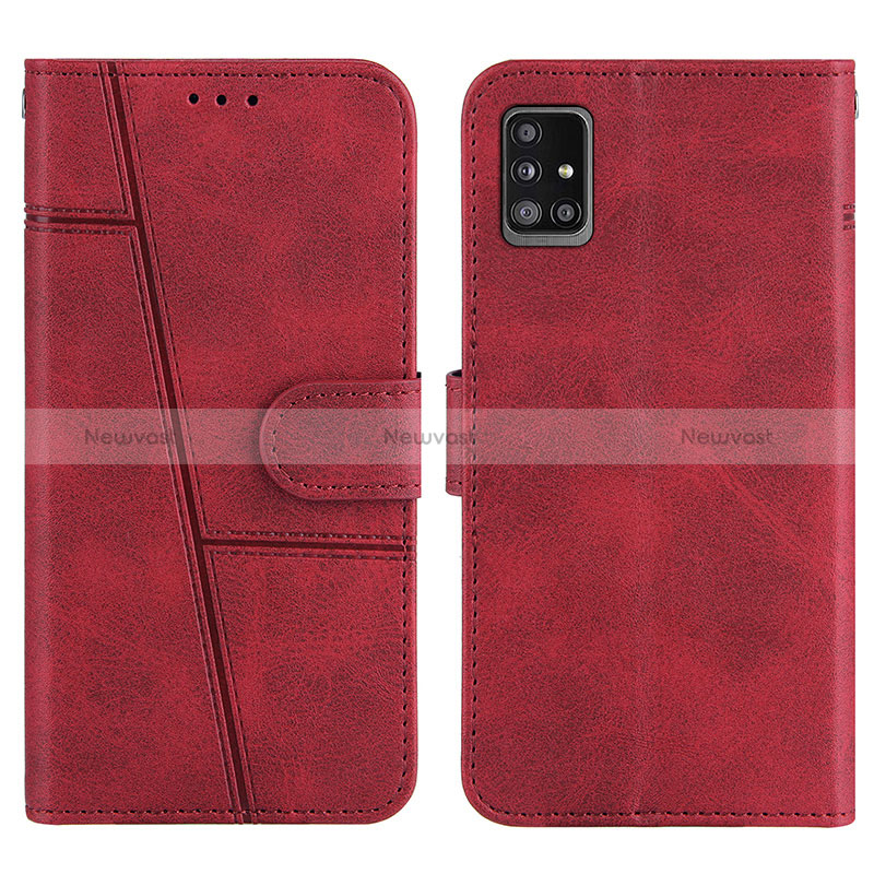 Leather Case Stands Flip Cover Holder Y01X for Samsung Galaxy A51 5G Red