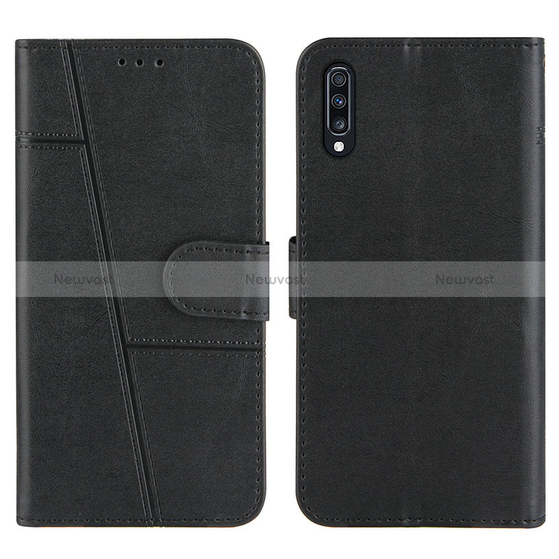 Leather Case Stands Flip Cover Holder Y01X for Samsung Galaxy A70 Black