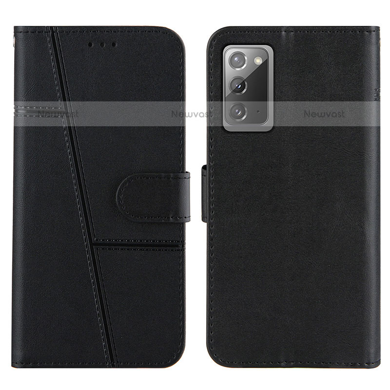 Leather Case Stands Flip Cover Holder Y01X for Samsung Galaxy Note 20 5G Black