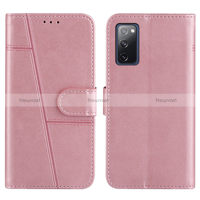 Leather Case Stands Flip Cover Holder Y01X for Samsung Galaxy S20 Lite 5G Rose Gold