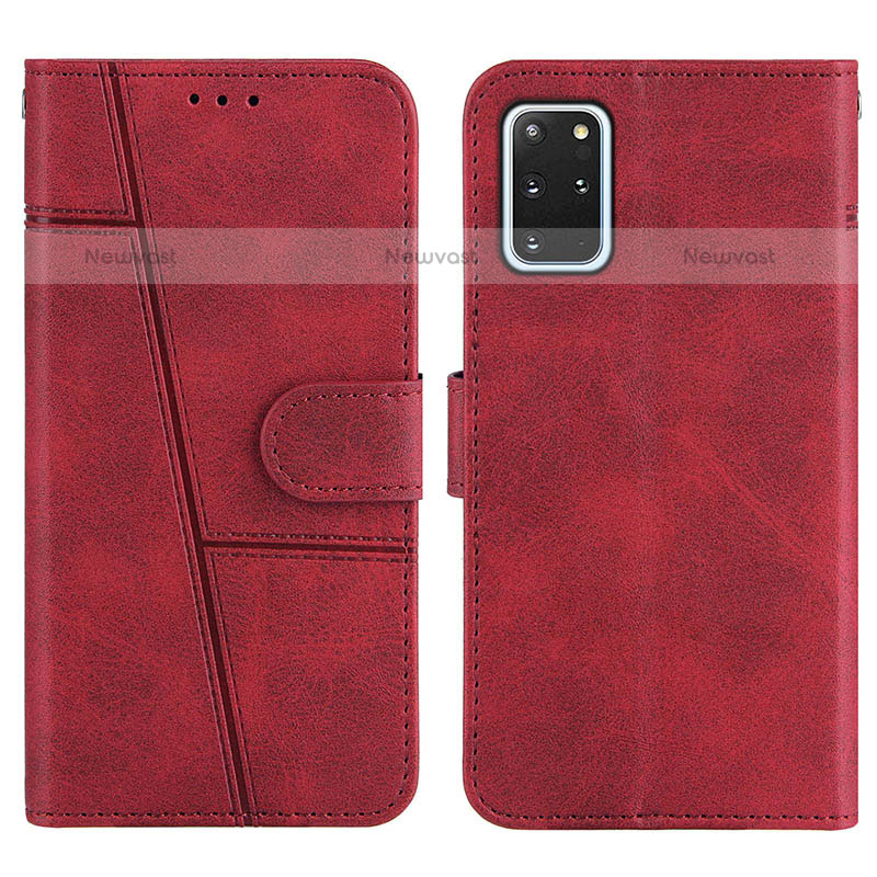 Leather Case Stands Flip Cover Holder Y01X for Samsung Galaxy S20 Plus 5G Red