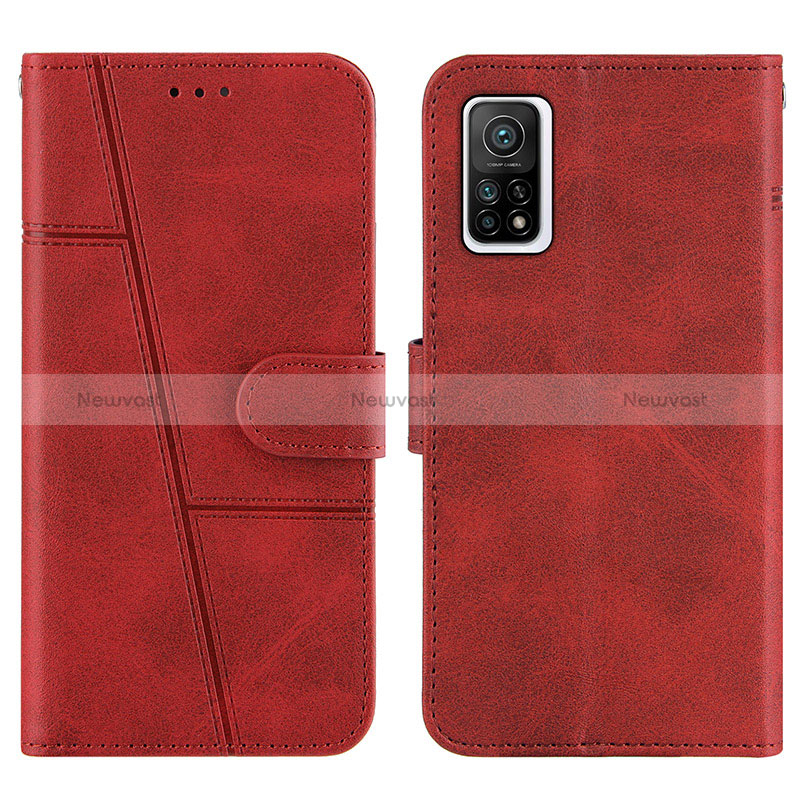 Leather Case Stands Flip Cover Holder Y01X for Xiaomi Mi 10T Pro 5G Red
