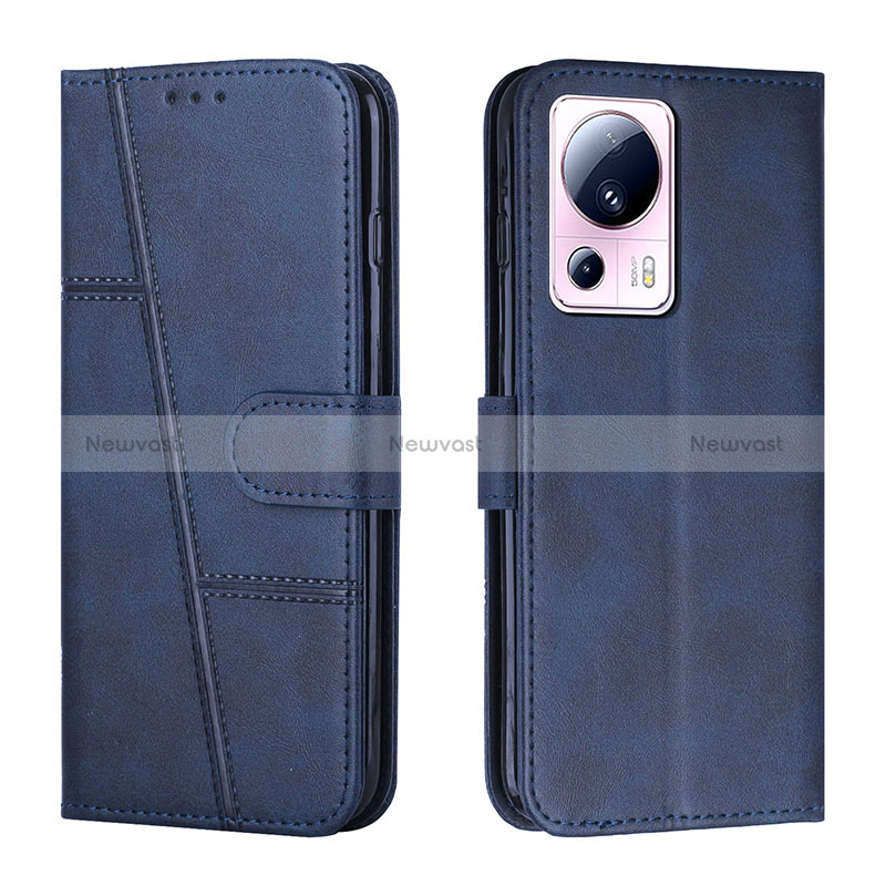 Leather Case Stands Flip Cover Holder Y01X for Xiaomi Mi 13 Lite 5G Blue