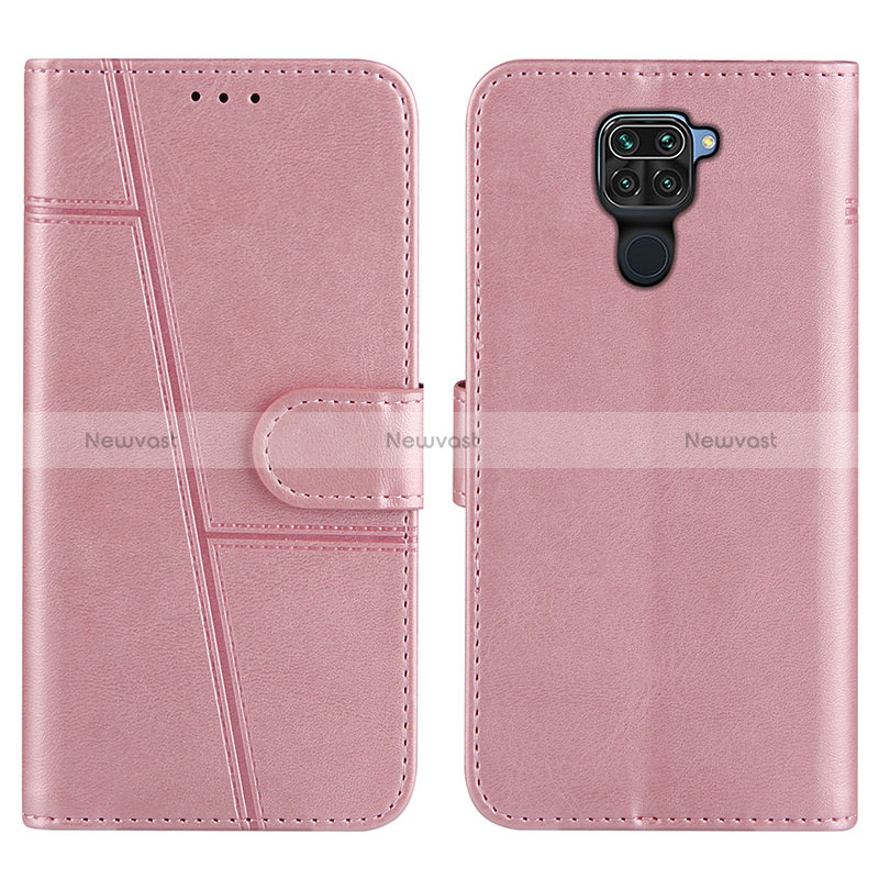 Leather Case Stands Flip Cover Holder Y01X for Xiaomi Redmi Note 9 Rose Gold