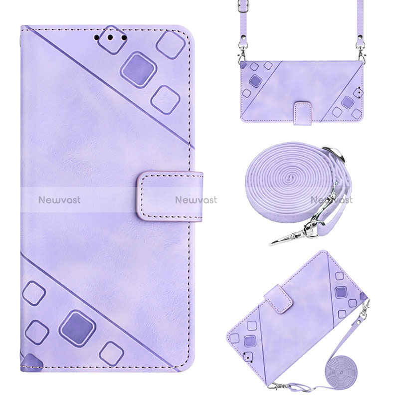 Leather Case Stands Flip Cover Holder Y02B for Huawei Honor 9X Purple