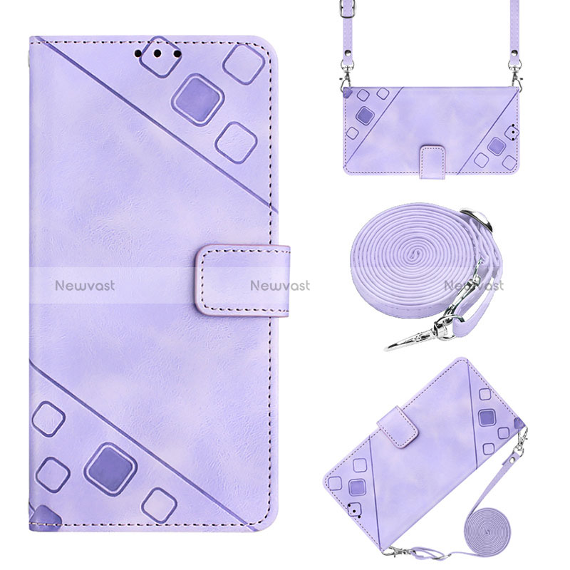 Leather Case Stands Flip Cover Holder Y02B for Motorola Moto E32s Purple