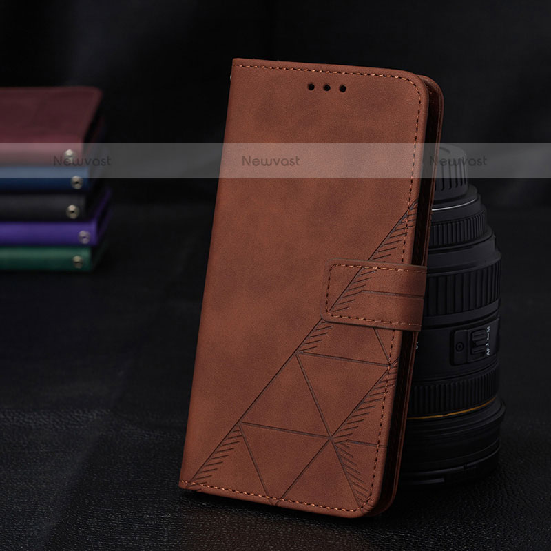 Leather Case Stands Flip Cover Holder Y02B for Samsung Galaxy A42 5G Brown