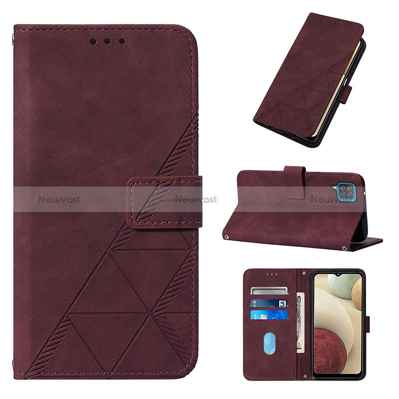 Leather Case Stands Flip Cover Holder Y02B for Samsung Galaxy M12