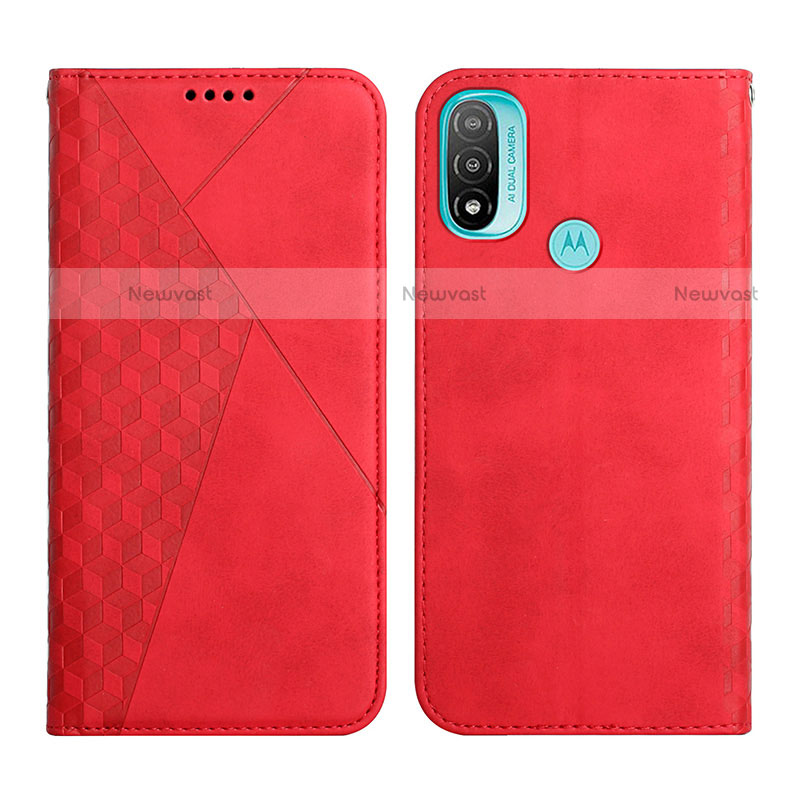 Leather Case Stands Flip Cover Holder Y02X for Motorola Moto E20 Red