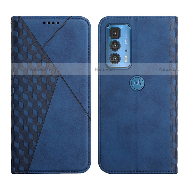 Leather Case Stands Flip Cover Holder Y02X for Motorola Moto Edge 20 Pro 5G Blue