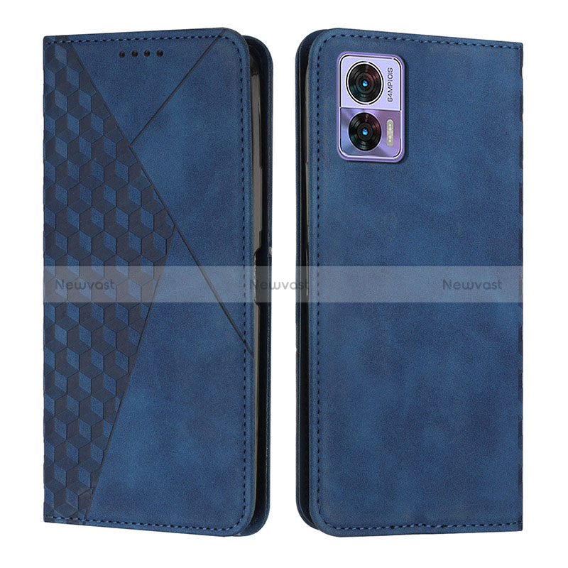 Leather Case Stands Flip Cover Holder Y02X for Motorola Moto Edge 30 Neo 5G Blue
