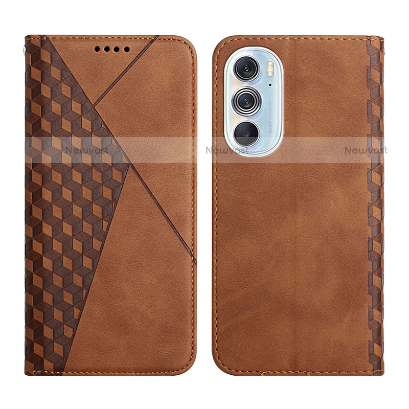 Leather Case Stands Flip Cover Holder Y02X for Motorola Moto Edge X30 5G Brown