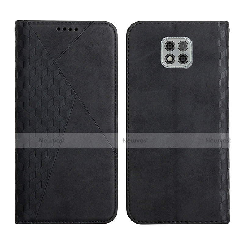 Leather Case Stands Flip Cover Holder Y02X for Motorola Moto G Power (2021) Black